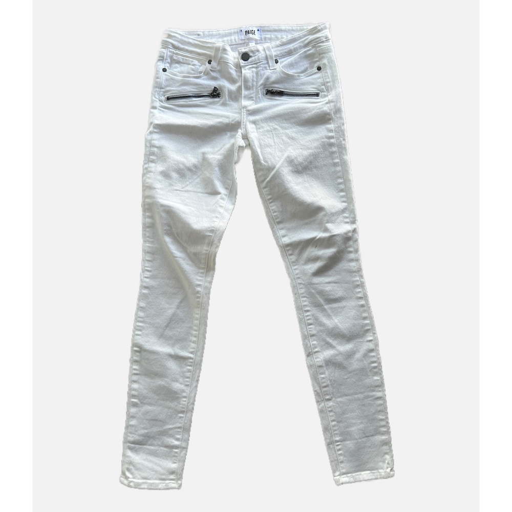 Paige Denim Indio Zip White Skinny Jeans Size 27